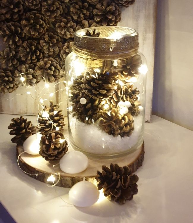 Super Simple DIY Rustic Winter Pinecone Vase Home Decor to Cozy Up Your Space This Season in Only 15 Minutes